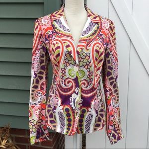 Lafayette 148 Vibrant Paisley Pattern Blazer Sz 14